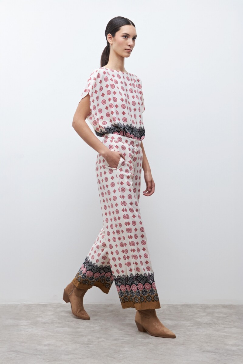 Pantalón estampado Aripé crudo