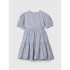 SS BTTN DWN RUFFLE DRESS BLUE STRIPE