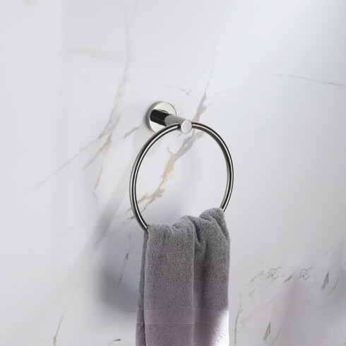 TOALLERO ARO METALICO DE BAÑO LINEA ROMA COLOR CROMO CROMO