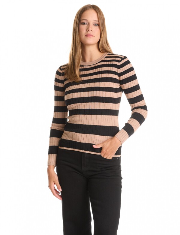 Buzo Ribs Lineas NEGRO/TOSTADO