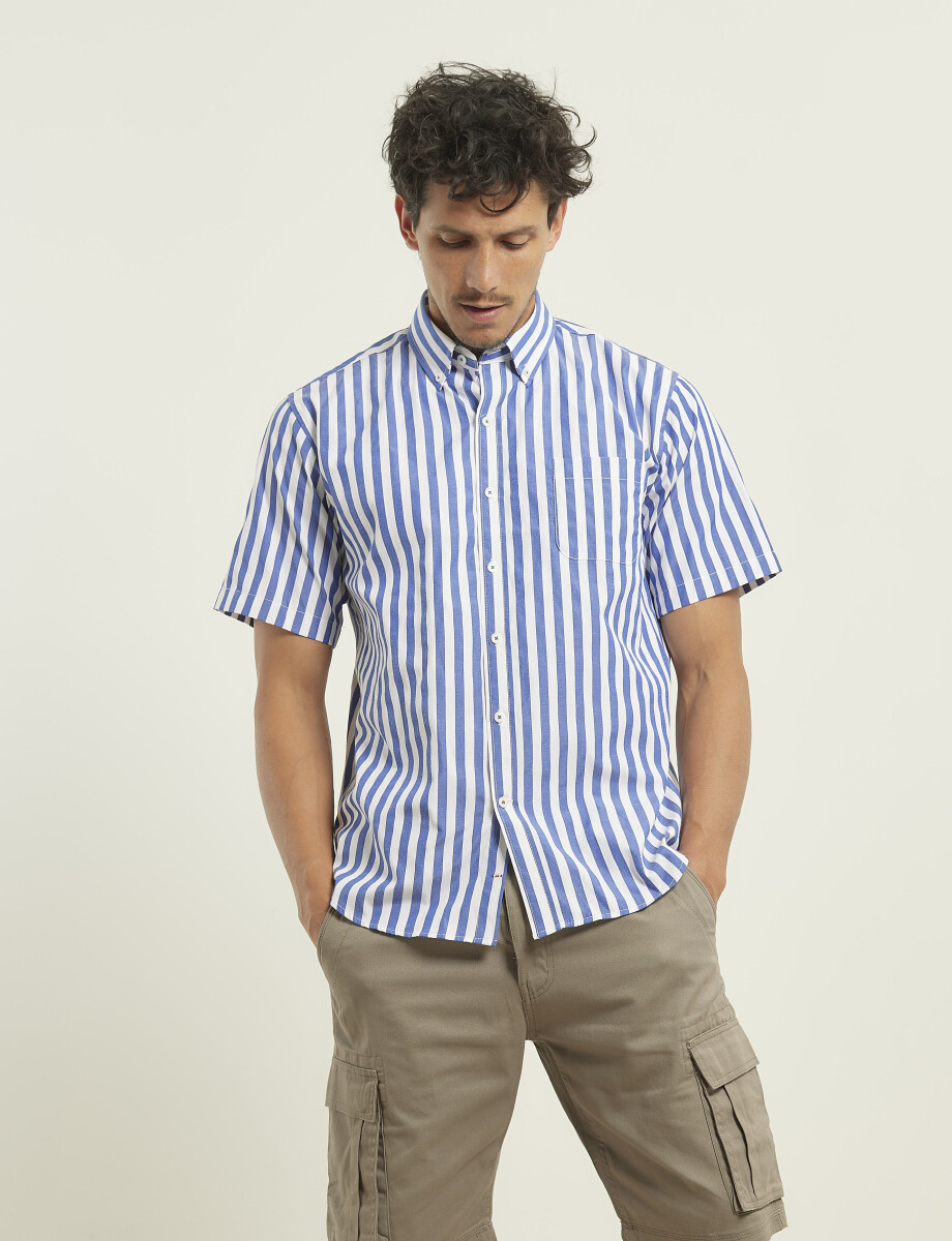 012530 CAMISA HARRINGTON LABEL Blanco/azul