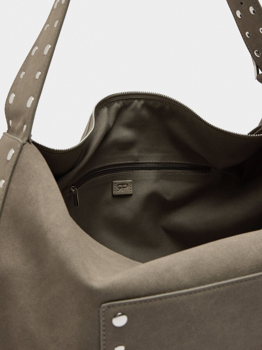Bolso De Mano Efecto Piel Con Tachuelas blanco