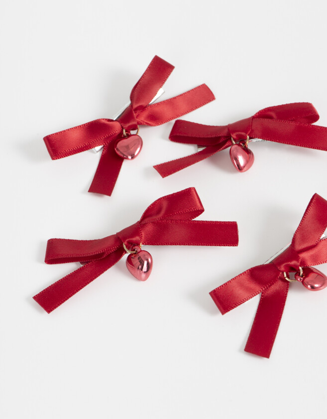 Piquitos Con moño Set De Piquitos Con Dijes - Rojo Medio