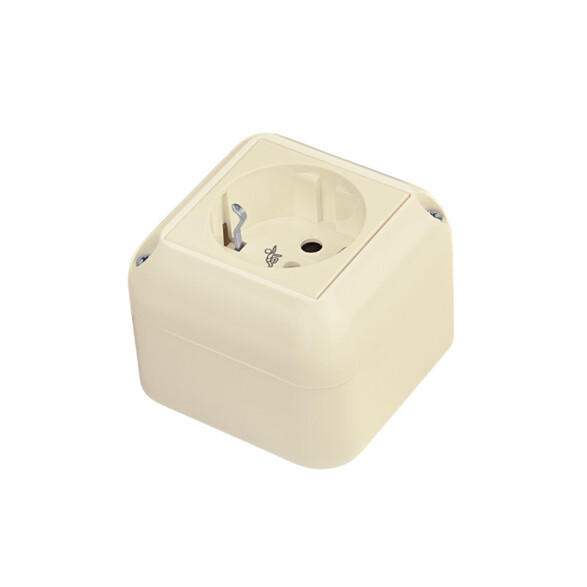 Caja ext. c/tomacorriente schuko 16A Presta marfil C51966