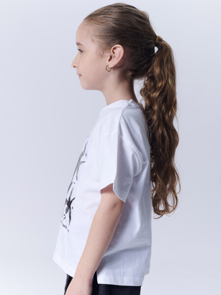 Remera Manga Corta Estampa Estrellas Blanco