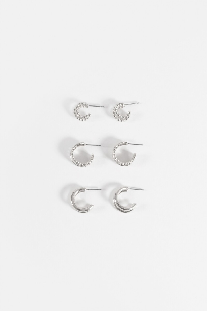 Set de 3 aros dobles plateado