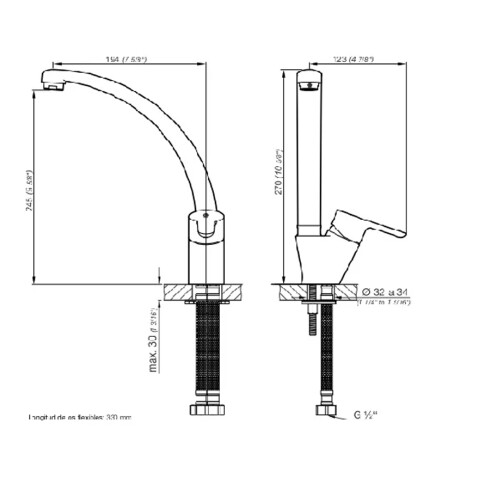 Griferia De Cocina Monocomando Linea Puelo Fv Pico Alto Cromo CROMO