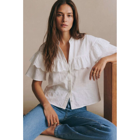 Blusa Volados Algodón Nacar