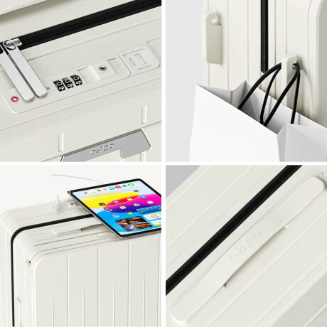 Valija carry on rí­gida con apertura delantera y cargador USB Verde