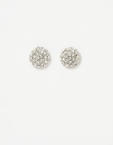 Aros Pasantes Aros Pasantes De Metal Con Strass. - Plateado Rodio
