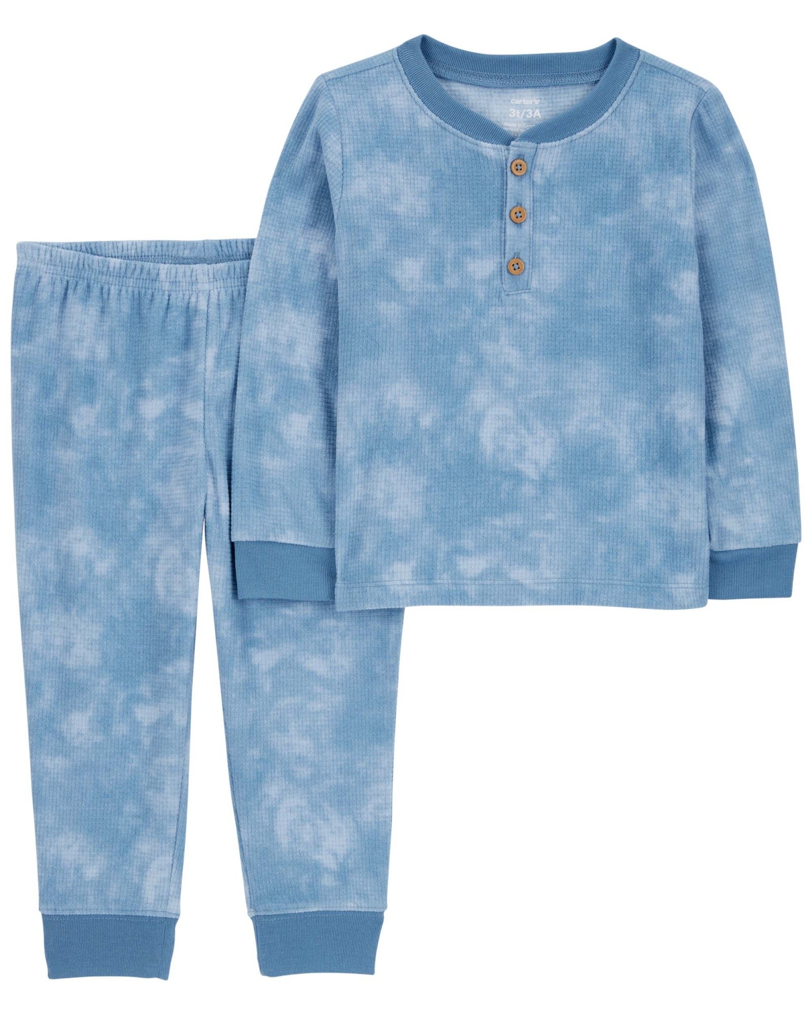 Pijama dos piezas de poliéster, pantalón y remera manga larga, diseño tie dye Sin color