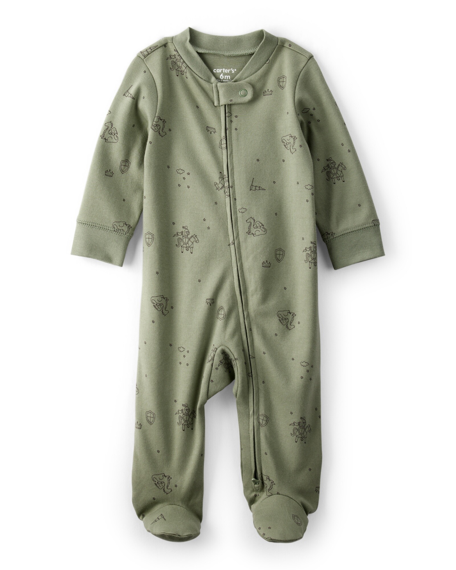 Pijama una pieza de algodón, con pie, diseño dragón Sin color