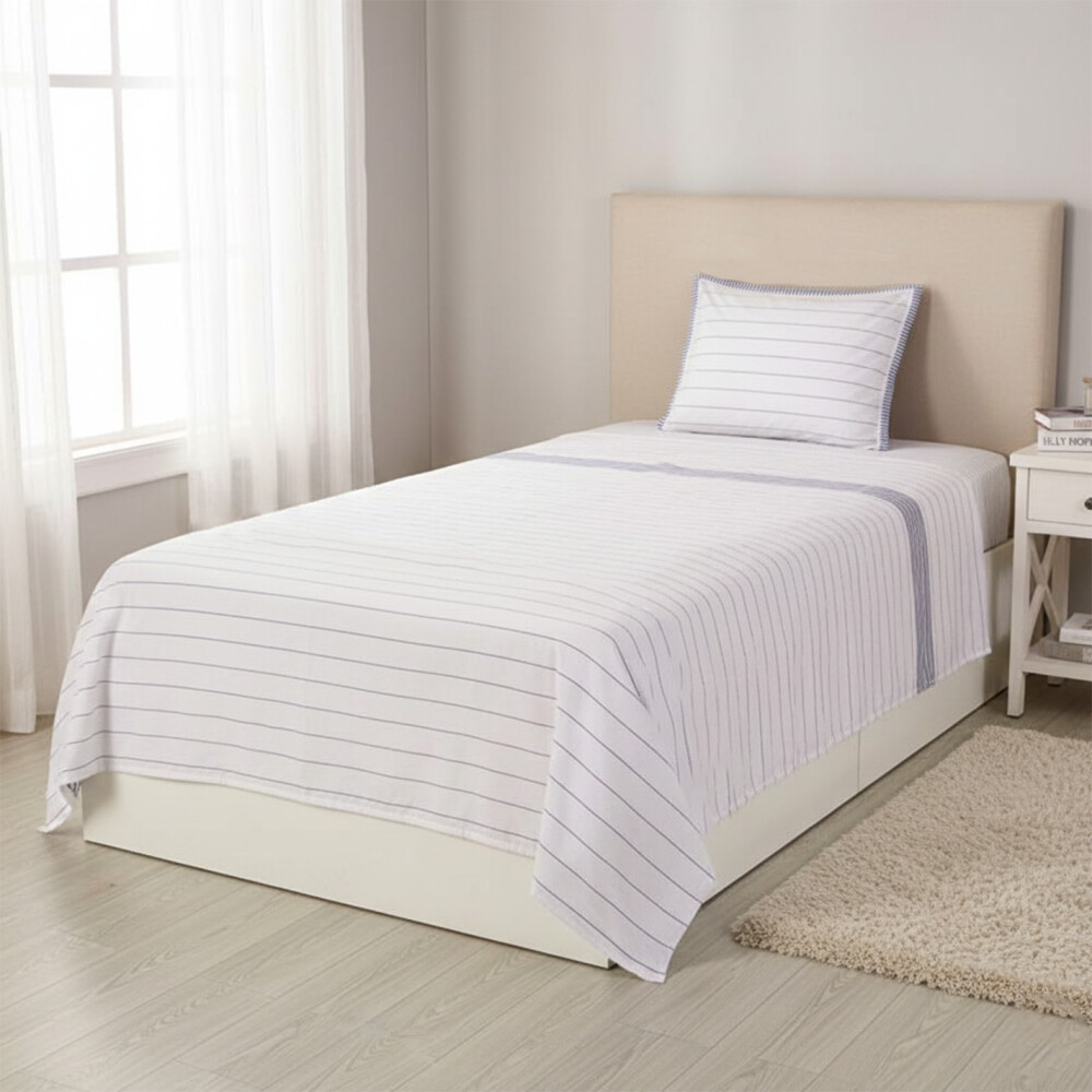 Juego de Sabanas 1 Plaza 200 Hilos Nina - Pilar Rayas Azul