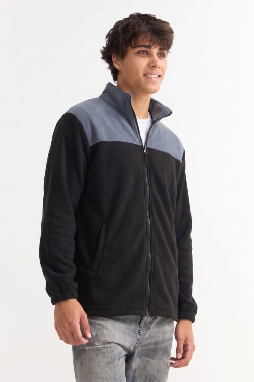 Campera de polar con corderito NEGRO
