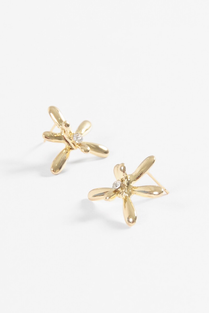 Caravanas flor metal dorado