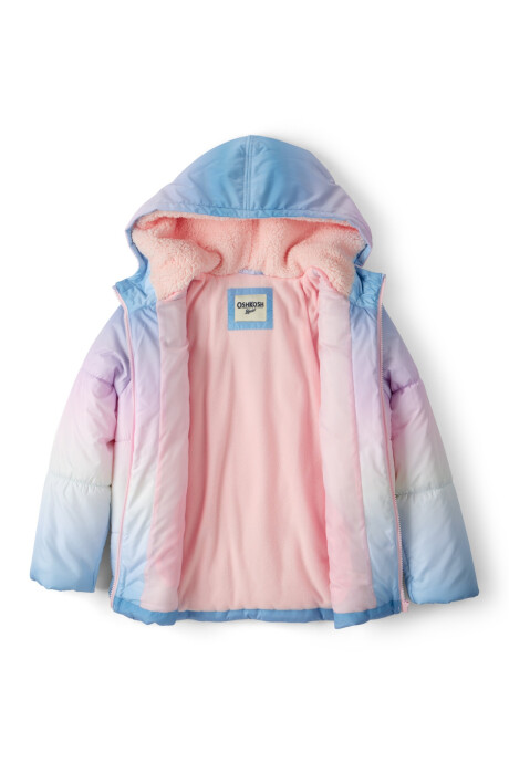 Campera puffer, diseño arcoíris. Talles 4-6 Sin color