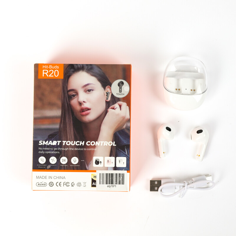Auriculares bluetooth in ear táctil blanco con estuche transparente Auriculares bluetooth in ear táctil blanco con estuche transparente