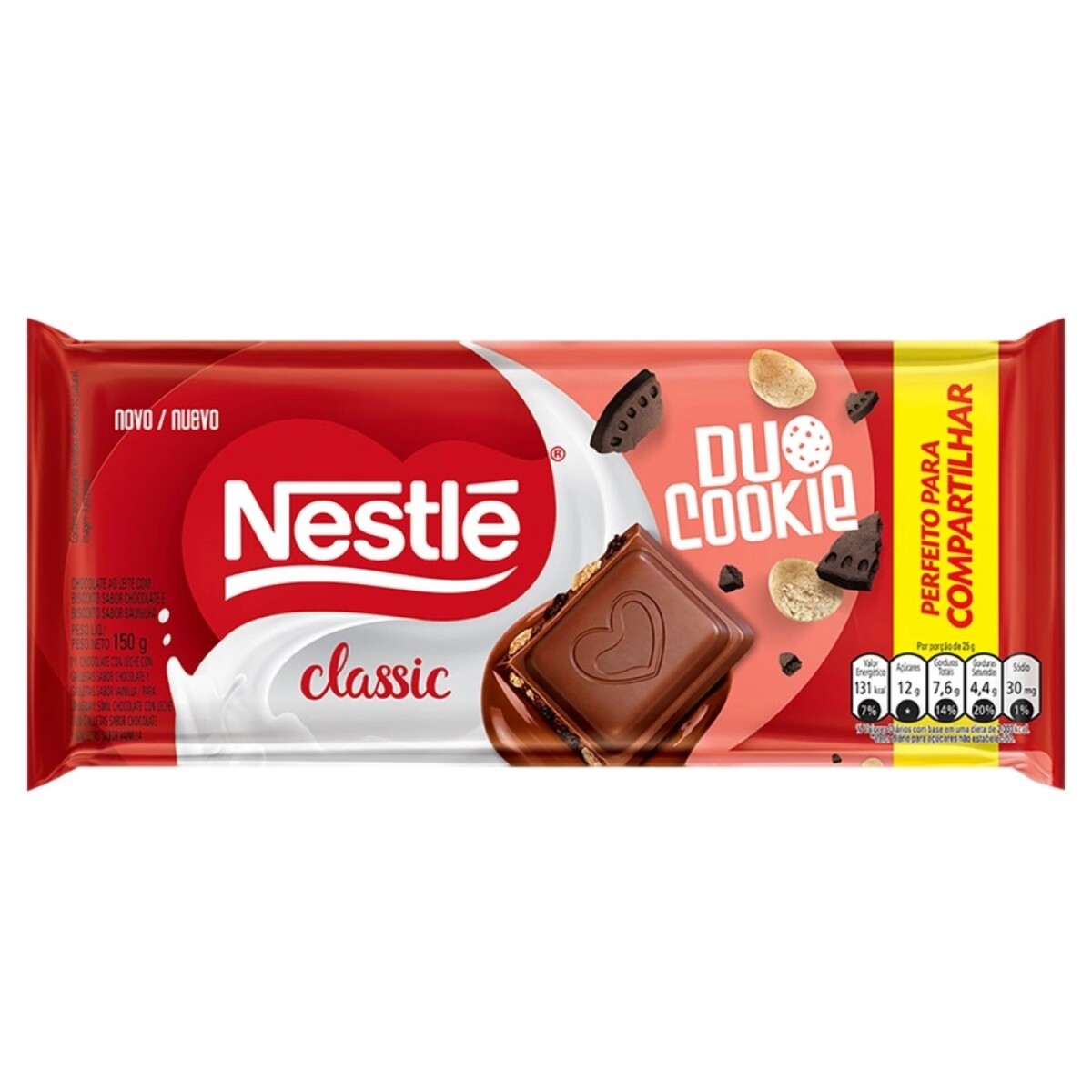 Tableta De Chocolate Nestle Classic Duo Cookie 150 Grs. 