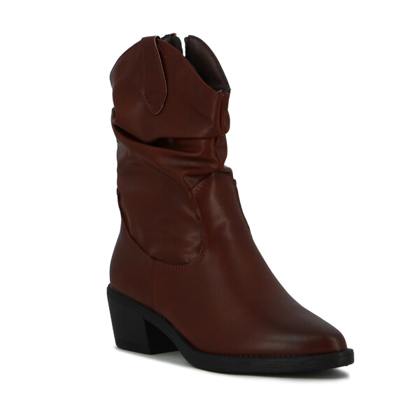 Darkness Bota De Dama Tejana Caña Baja Taco Bajo Cuadrado - Marron Os Marron Oscuro