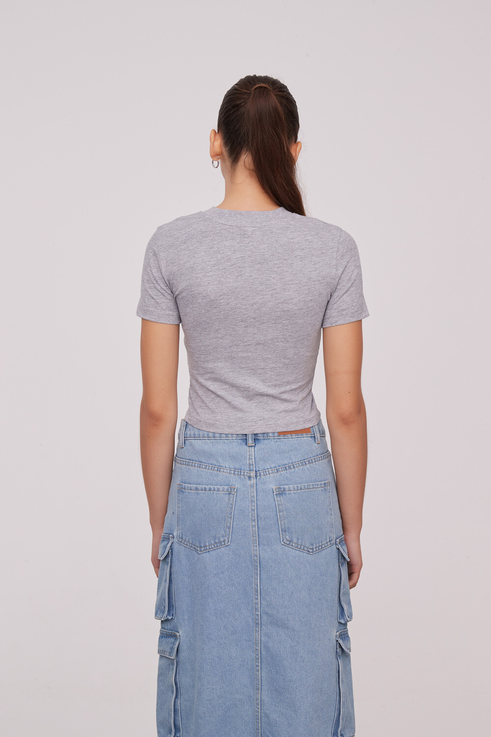 Remera Flored Gris Melange Medio
