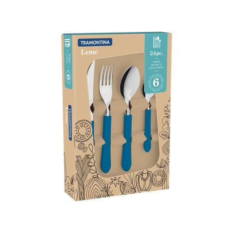 Juego de cubiertos azul océano 24 piezas "LEME" -TRAMONTINA TN7634