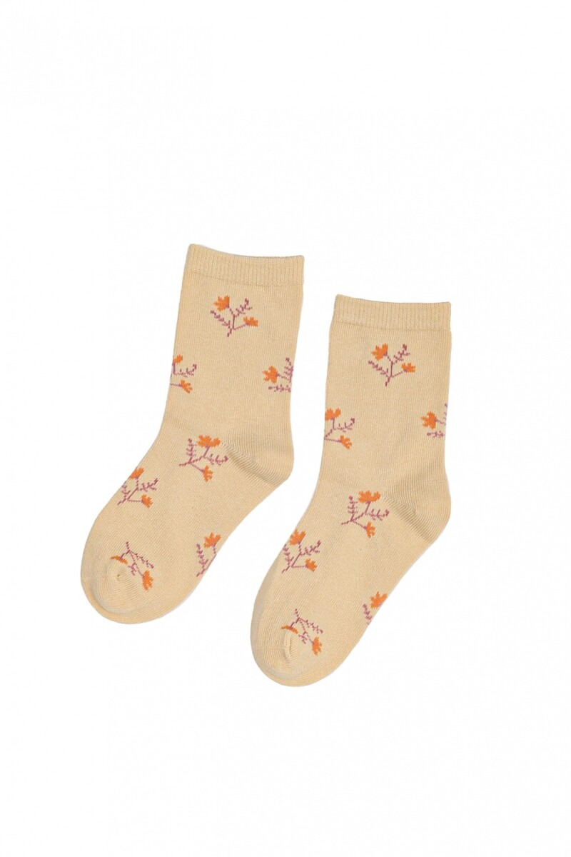 Medias Kids Floreadas - Amarillo 