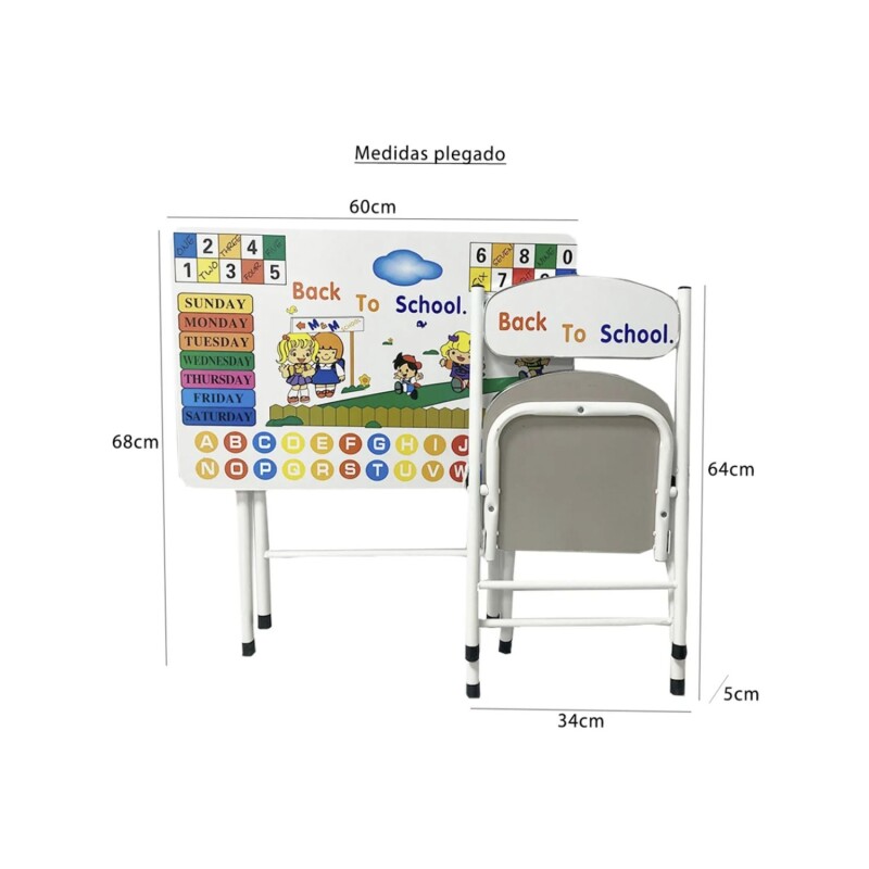 Escritorio y silla plegable infantil azul