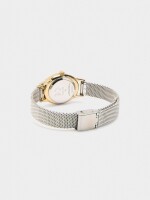 Reloj Pulsera De Malla Metálica Con Charm bicolor