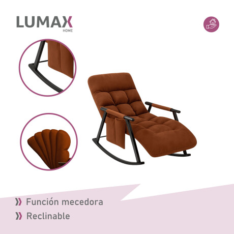 Sillón Reposera Lumax Mecedora Respaldo bolsillo Ajustable Marron