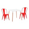 Juego de comedor mesa Cuadrada 80cm + 2 Sillas Tolix Blanco