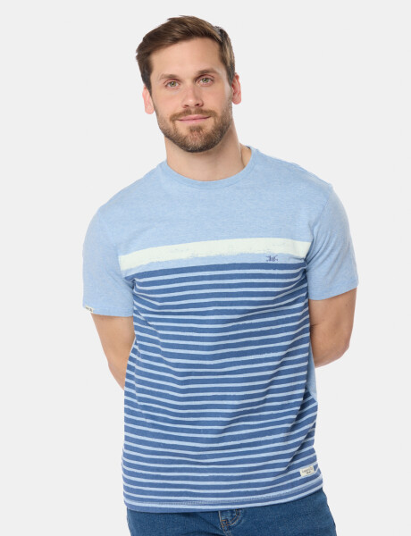 REMERA RAYADA Celeste