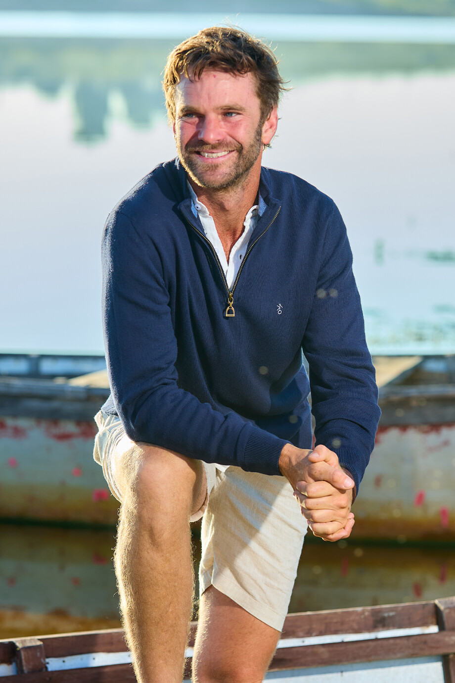 Sweater Medio Cierre Estribo Azul