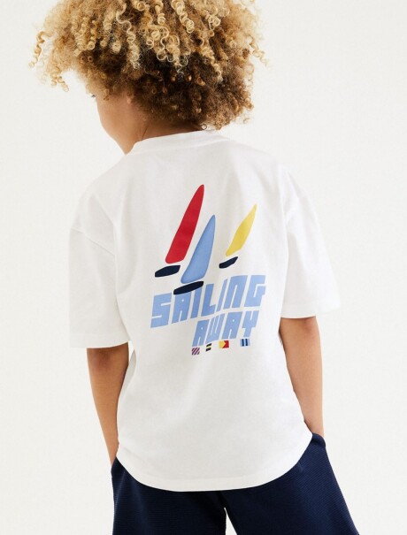 CAMISETA INFANTIL CON ESTAMPA BLANCO