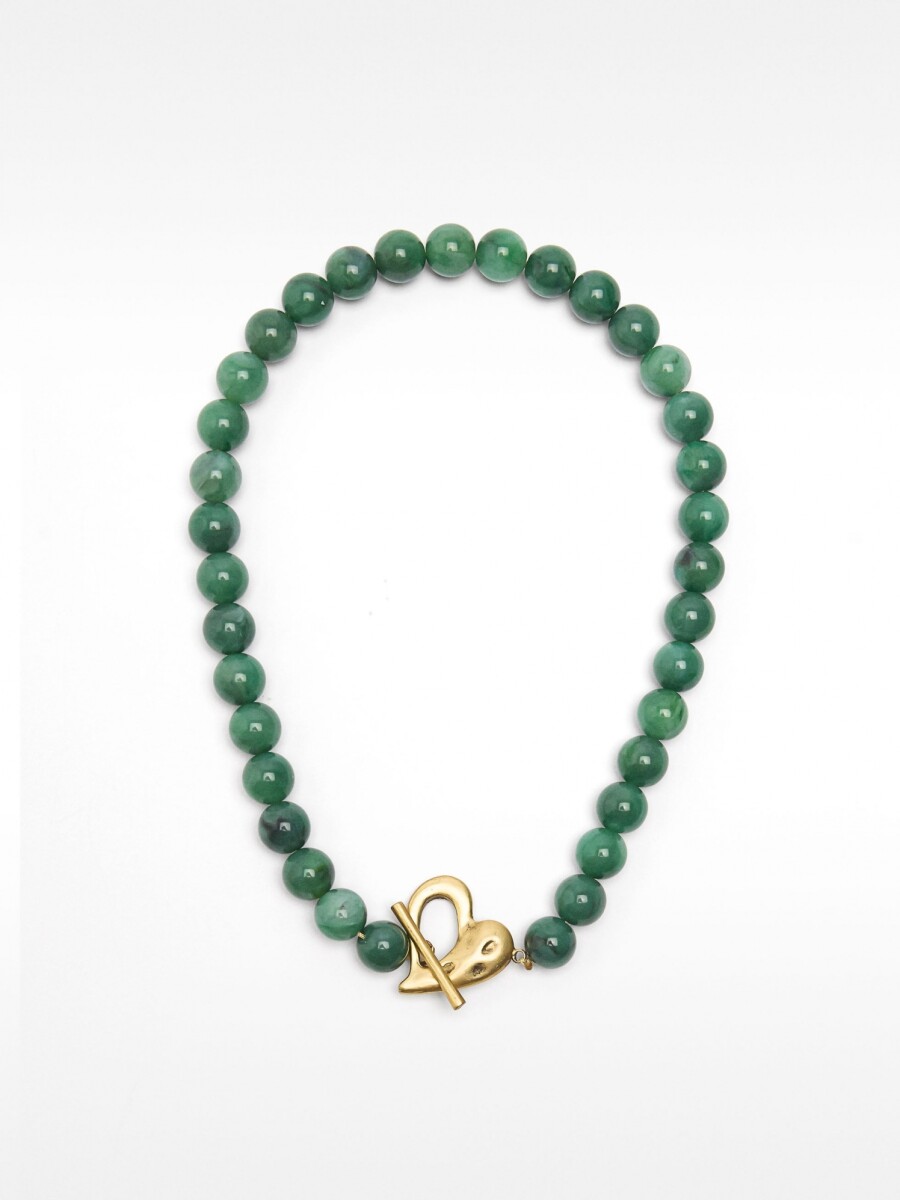 Collar Corto Con Cuentas Efecto Piedra verde