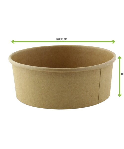 Bowl descartable de kraft, altura 7 cm, 1300 ml - 45 unidades Bowl descartable de kraft, altura 7 cm, 1300 ml - 45 unidades