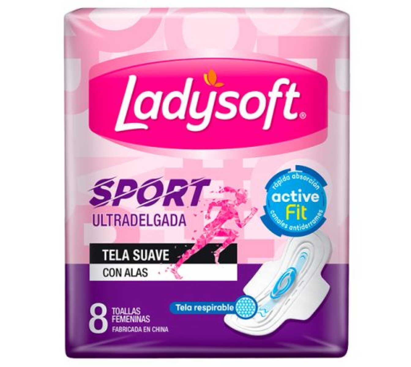 LADYSOFT TOALLITAS SPORT ULTRADELGADA CON ALAS 8 UNIDADES 