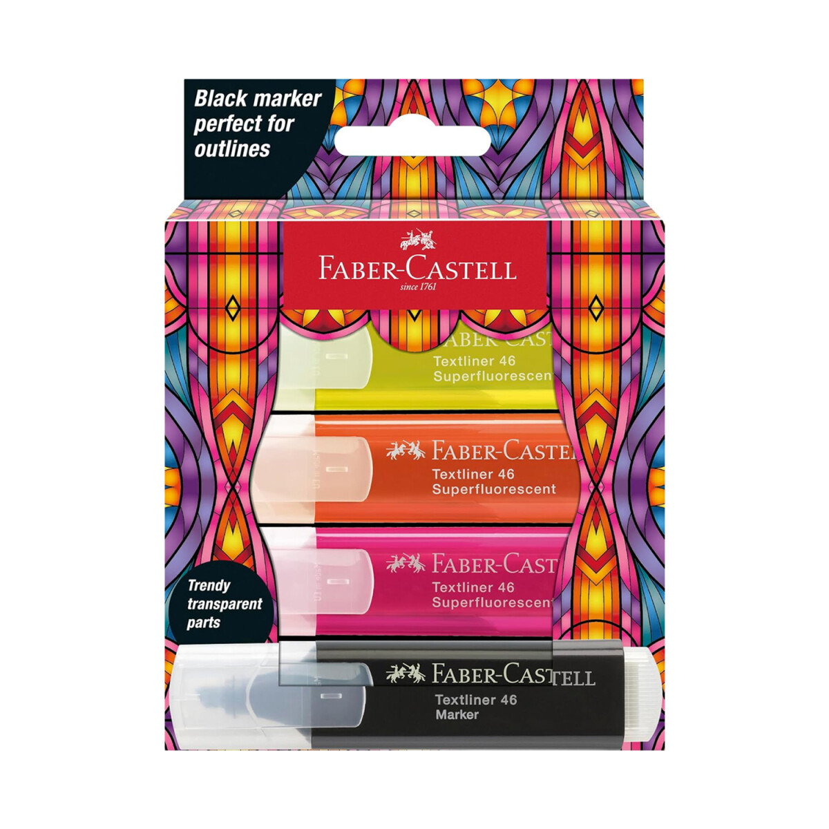 Resaltador Faber Castell Glassy x 4 - Fluo 