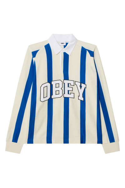 LANDON STRIPE POLO LS Blanco