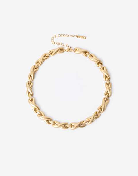 Collares Cortos Metal Collar Corto Metal Trenzado - Dorado Oro Amarillo
