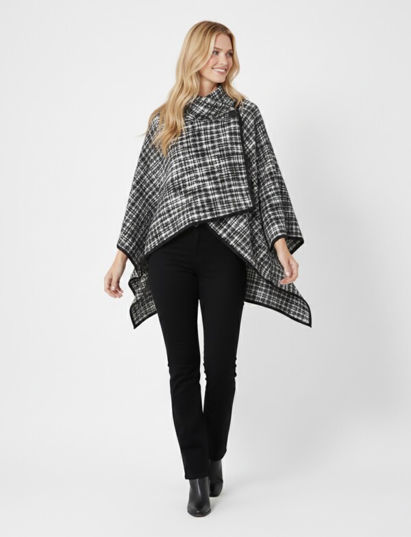 Ruana Cuadros NEGRO/BLANCO