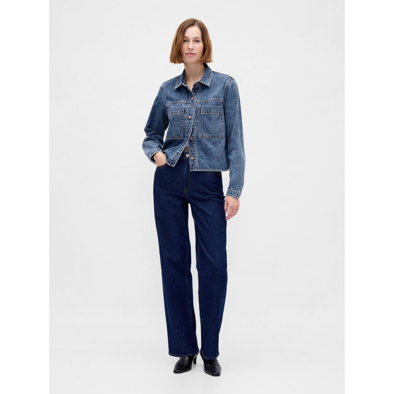 LS CROPPED SHACKET - MED AMET MEDIUM WASH