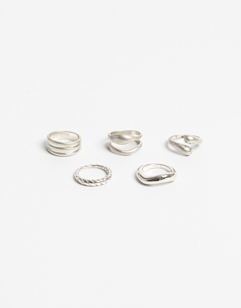 Sets Anillos Color Set De Anillos Mix Silver - Plateado Niquel