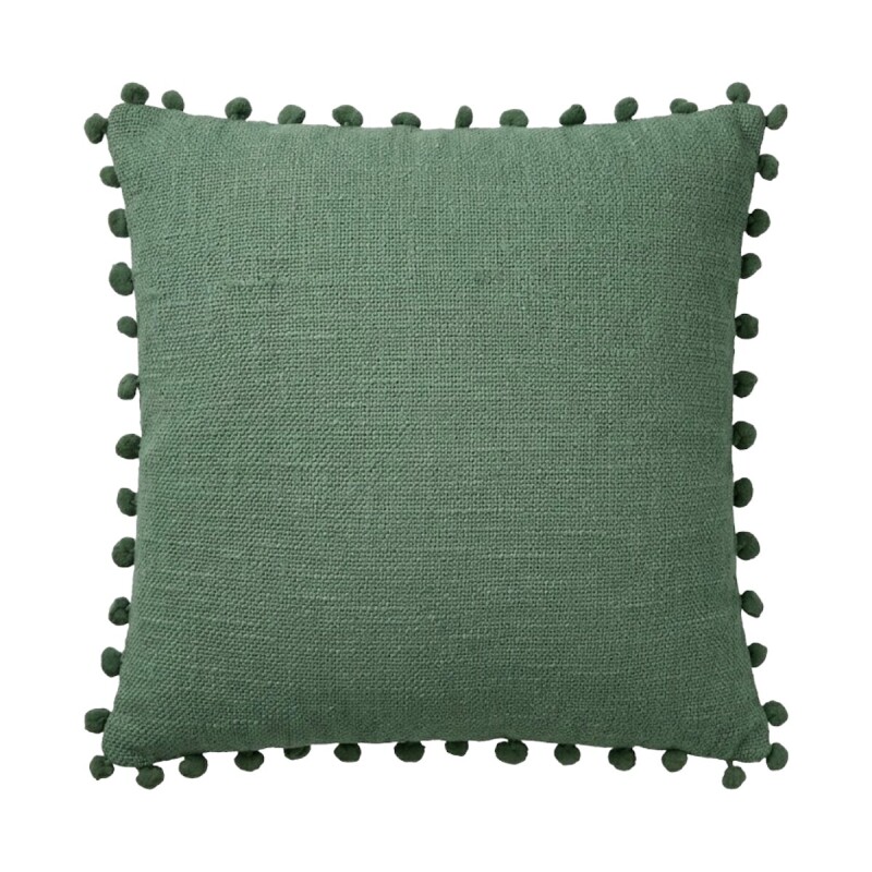 COJIN CUAD VERDE C/POM POM 40X40CM Unica