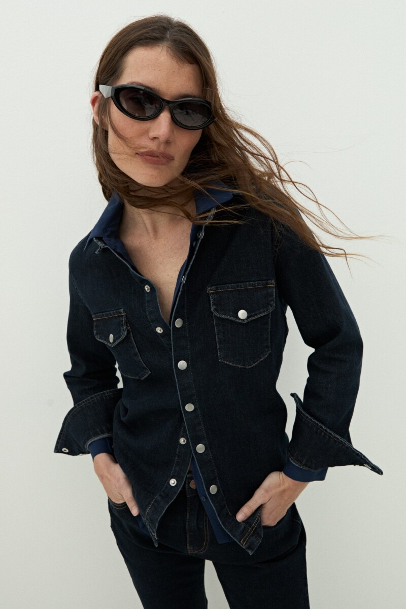 Camisa de jean jean oscuro