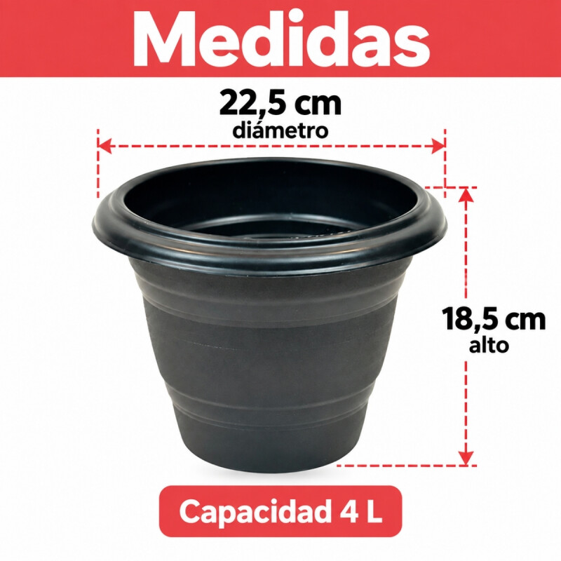 Maceta redonda 4 lts NEGRO