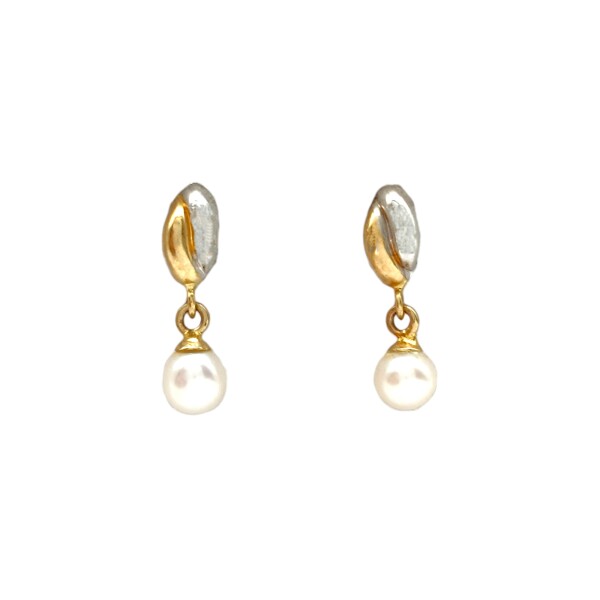 Caravanas colgante Perlas - Oro bajo - Perla de río- CA8205 conperla
