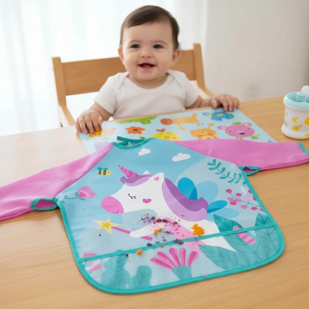 Babero con manga BUBA unicornio rosa