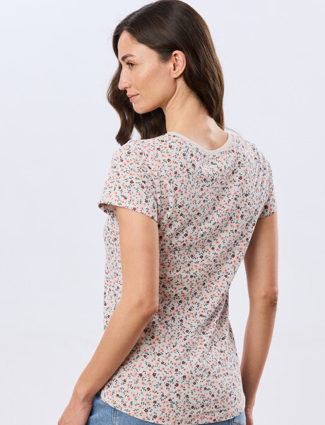 REMERA ESTAMPADA DE ALGODÓN Beige Melange