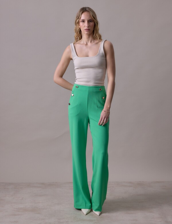 Pantalon Recto Botones VERDE