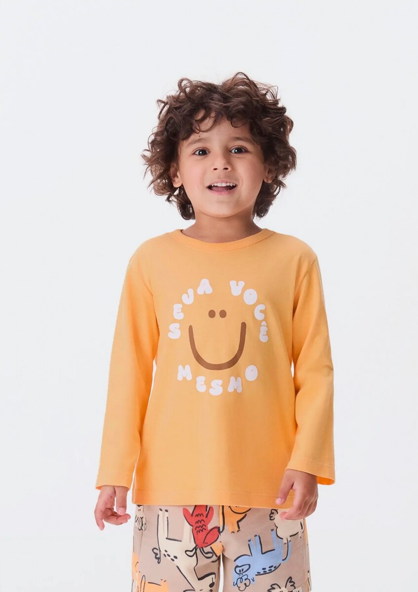 CAMISETA INFANTIL CON ESTAMPA - NARANJA 